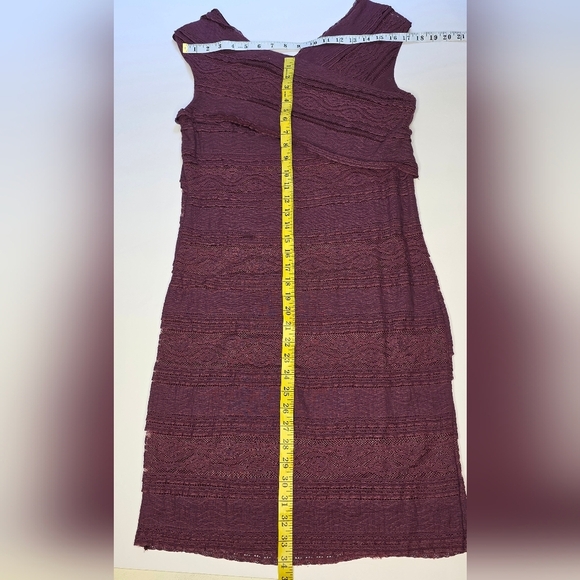 Hem And Thread Lacey Fitted Dress, Plum Colour, Cotton Blend, Lg - Picture 8 of 10